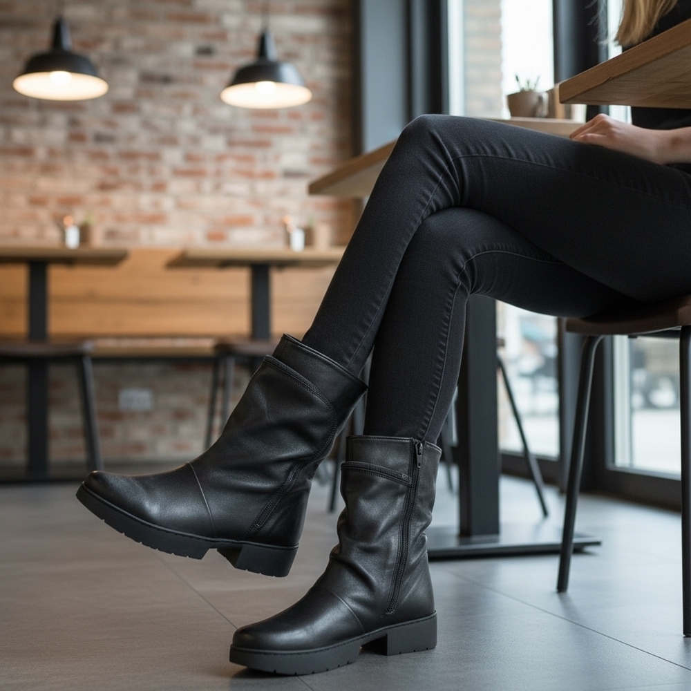 Trippen Sport Clutch Black Leather Ankle Boots Women's 10 German Handcrafted - Picture 4 of 16